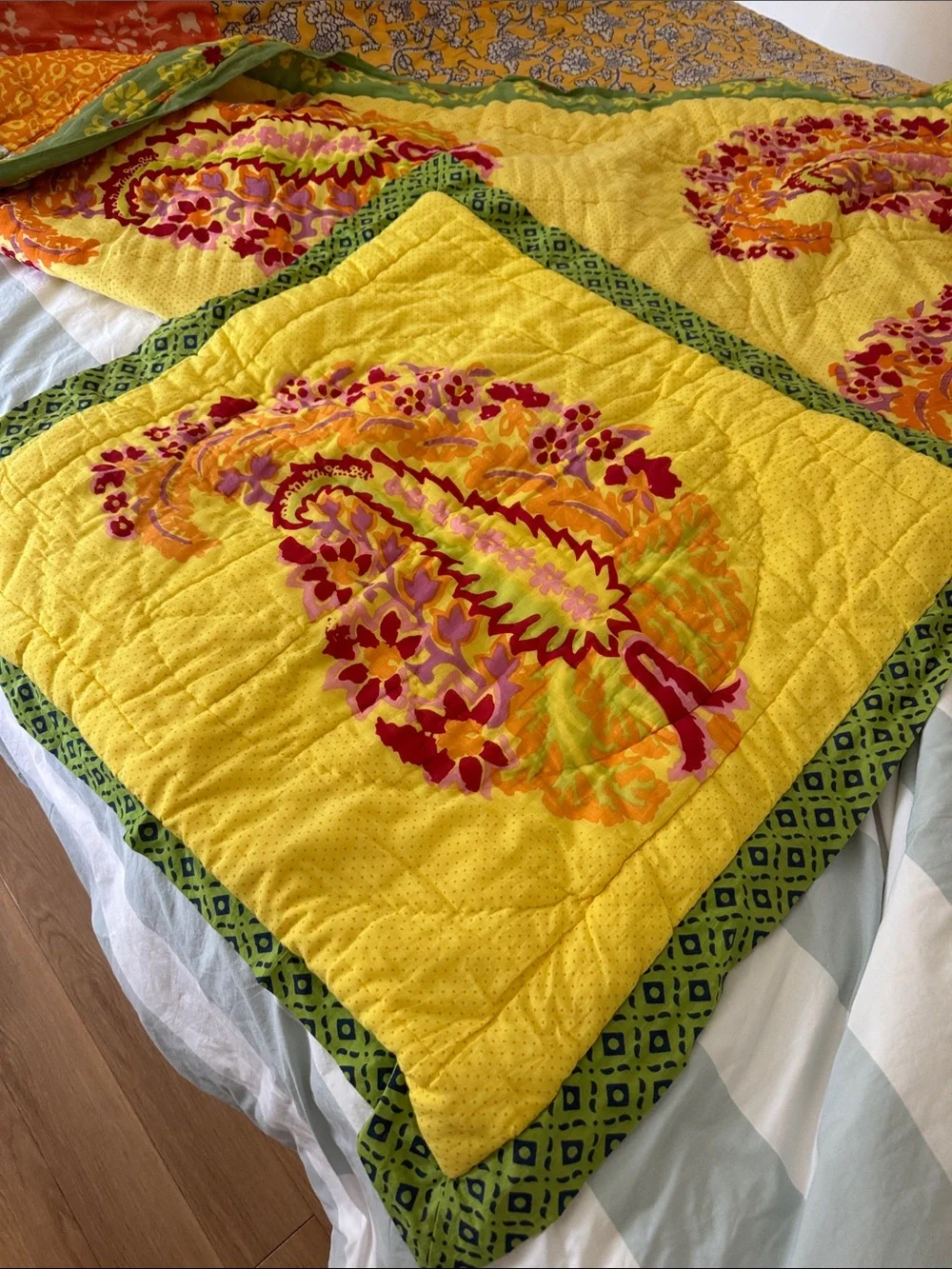 Anthropologie twin patchwork reversible quilt set. 4 pieces. Discontinued set.